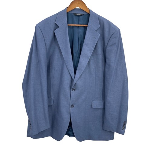 Stafford Blazer Men Size 46L Linen Blend Sport Coat Jacket Two Button Trend Blue - Picture 4 of 14