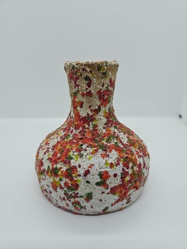 Vtg Mid Century Texture Confetti Splatter Pottery Vase Retro Signed M. Welch - Picture 10 of 11