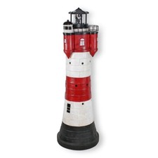 Leuchtturm Solar Roter Sand ca. 80 cm mit drehender LED Beleuchtung Leuchturm