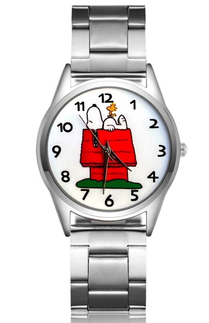 Peanuts Cartoon Snoopy on Dog House Metal Strap Wrist Watch | eBay