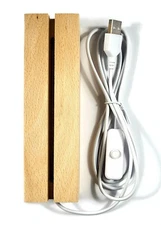 Wood LED Light Display USB Pedestal for Acrylic Plexiglass Crystal Resin 3D Art