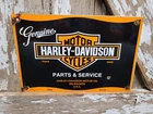 VINTAGE HARLEY DAVIDSON PORCELAIN SIGN MOTORCYCLE DEALER BIKE PARTS SERVICE USA
