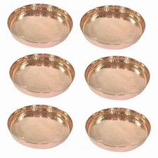 Pure Copper Hammered Dinner Set Thali Plate Serveware Dinnerware Hotel Tableware