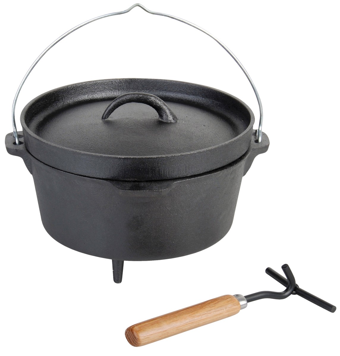 Black Cast Iron Fire Cooking Pot Dutch Oven 10
