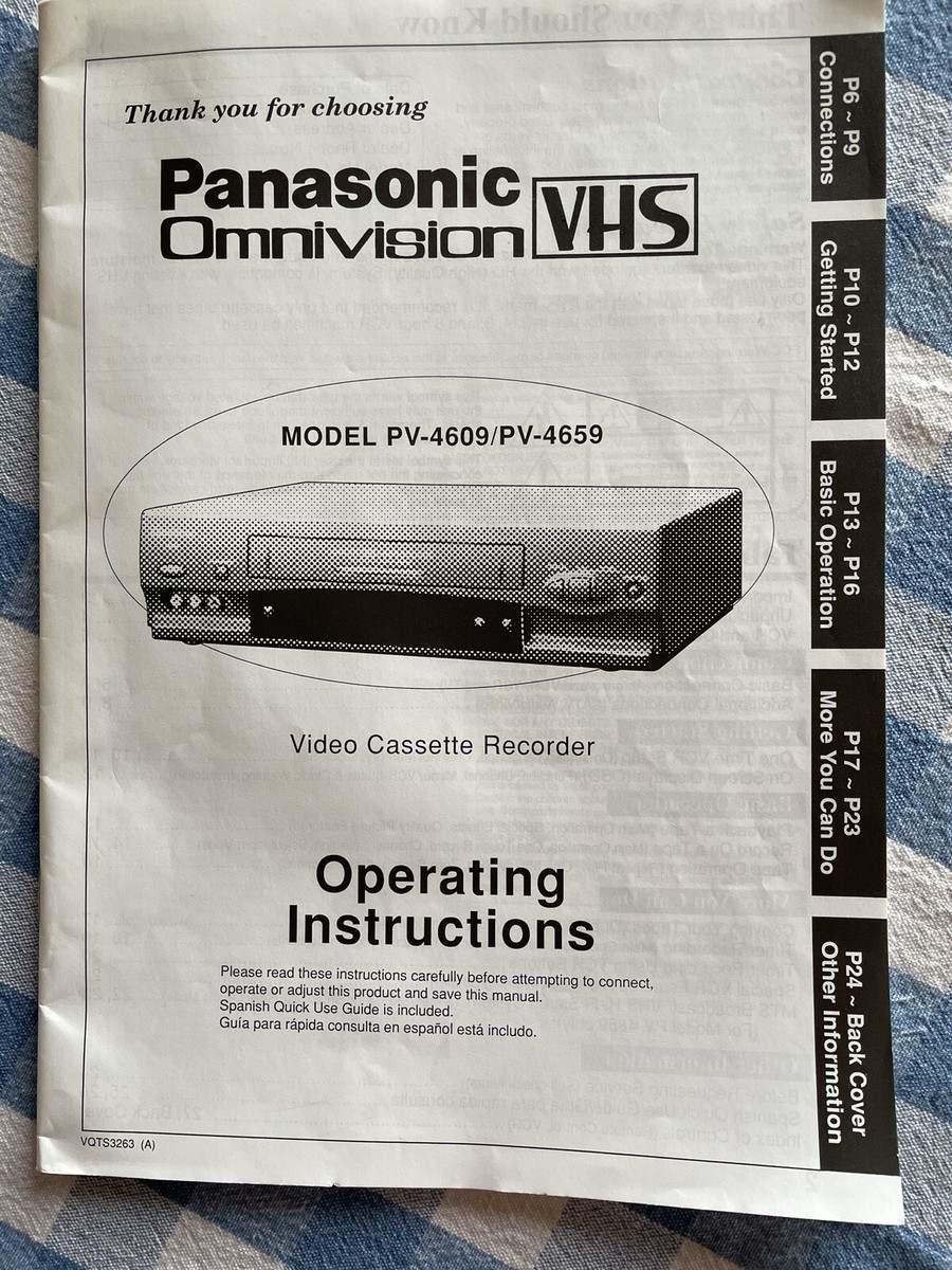 Panasonic VCR VHS Owners Operating Instructions Manual for PV4609