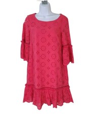 New By ANTHROPOLOGIE US 2 Pink Dani Lace Eyelet Mini Dress Women