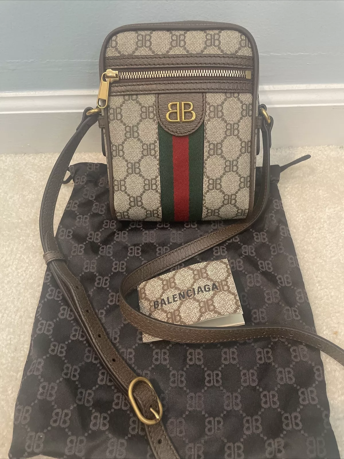 Sac bandoulière homme Gucci X Balenciaga Hacker Project beige Ophidia neuf sans étiquette