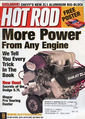 Hot Rod Magazine November 2002 ZL1 Aluminum Block / New Hemi Dodge 5.7L 