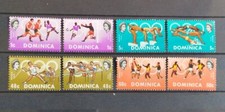 Série 8 Timbres REINE ELIZABETH II JEUX OLYMPIQUES D'ÉTÉ Dominique 1968 Neuf*