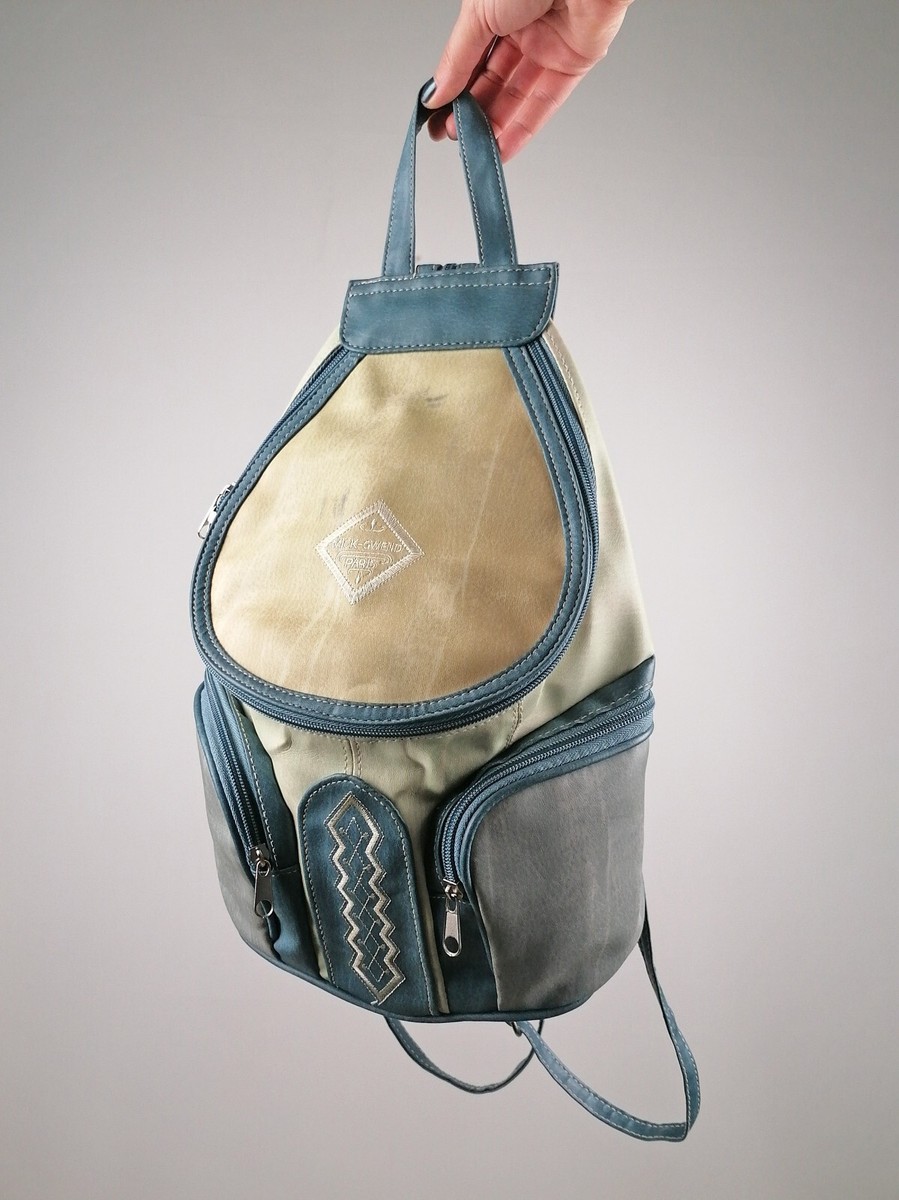 Vintage 90's Y2K Patchwork look Backpack Bag Bucketbag PVC | eBay