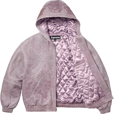 Supreme Studded Hooded Leather Jacket Black Lilac 2colors SS25 | eBay