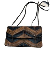 RELAMPAGO vintage vera pelle di serpente marrone/nero tracolla/frizione made in spagna