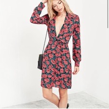 Reformation Wyler Mini Wrap Floral Dress in Poppyfield Size XS