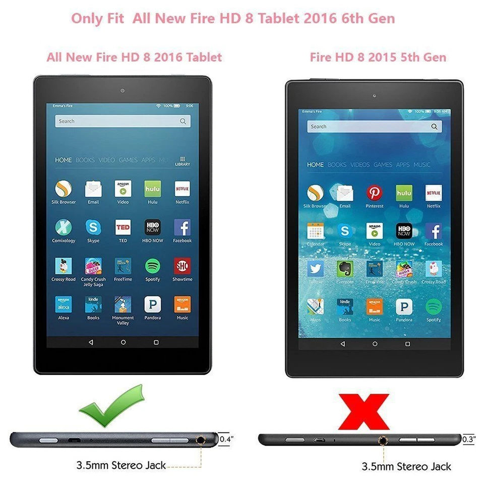 Para Nuevo Amazon Fire HD 8 6 7 8ª Generación Cuero Soporte Estuche Cubierta con Despertar/Dormir Foto 3 de 4