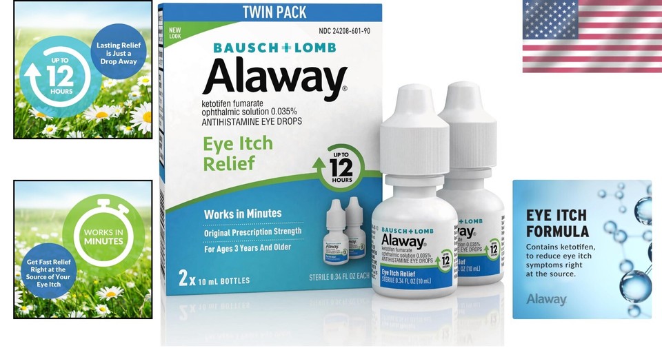 Clinically Proven Allergy Relief Eye Drops Ketotifen Formula, 0.34 fl