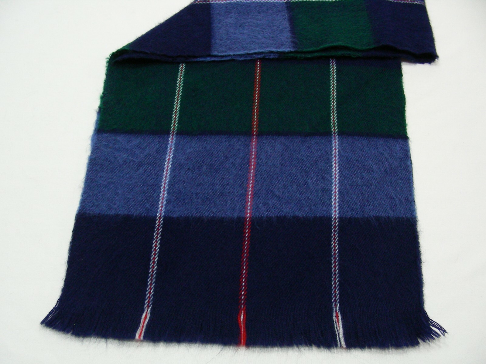 "BLUE GREEN PLAID - 12 1/2\" X 51\" - 100% ACRYLIC SCARF!"