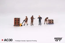 2024 Mini-GT Metal Diorama Figures: Set of (7) pcs UPS Driver & Workers #MGTAC30