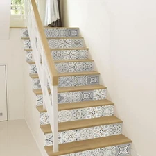 funlife 7 Strips Stair Riser Stickers Peel and Stick, Self Adhesive Vinyl Sta...