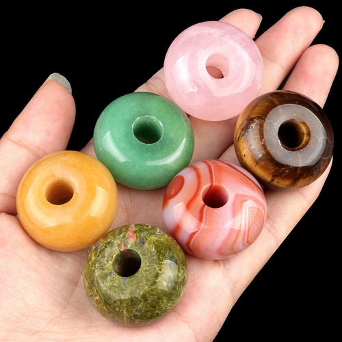 5Pcs 30x17mm Natural Rose Quartz Large Hole Abacus Loose Beads Hole 8mm HT1929 - Picture 7 of 8