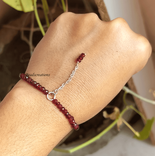 Collar natural de 3 mm granate rojo cuentas redondas facetadas de piedras preciosas regalo para ella - Imagen 2 de 4