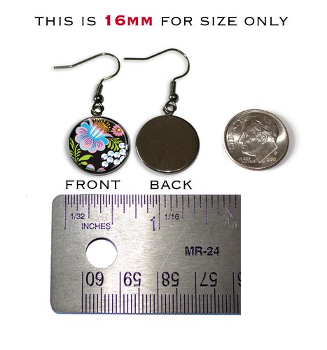 Colorful Oasis Bold Flower Floral Nature Resin Dangling Earrings 16mm SIZE - Picture 8 of 10