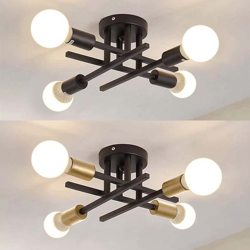 Sputnik Ceiling Light 4 Arms Chandeliers Gold Industrial Fitting Living Room E27 - Picture 2 of 17