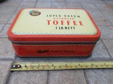 Vintage 1930's Nice Tin Box Sharps Super-Kreem Assorted Toffee 17 x 12 x 6 cm