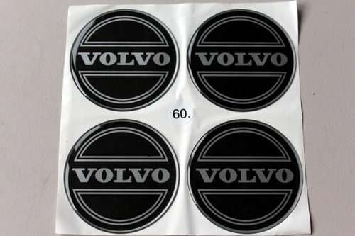 Rare VOLVO 60mm Alloy Wheel Center Cap Cover Logo Sticker Set BLACK