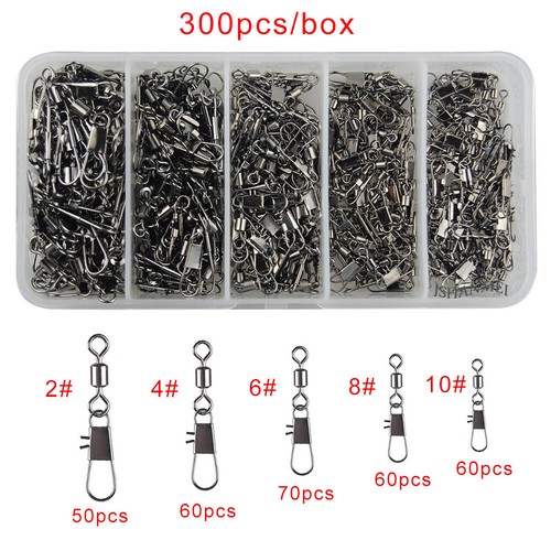 Fishing Swivels Snaps Kit Rolling Barrel Swivel Lure Connector Tackle Box 1#-10# - Picture 10 of 48