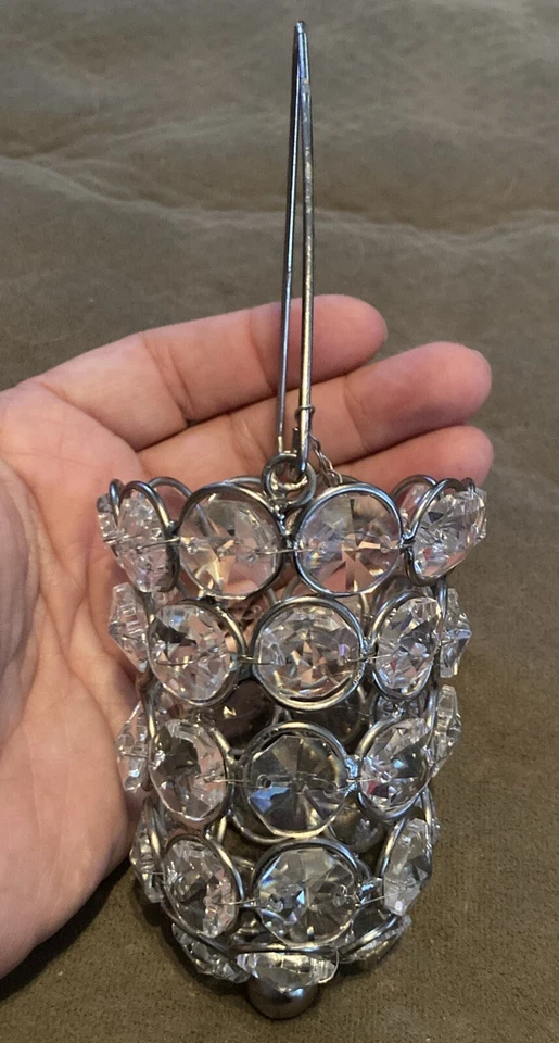 Lantern Candle Holder Wire Clear Crystal Tealight Votive candle holder 4" - Image 3 of 4