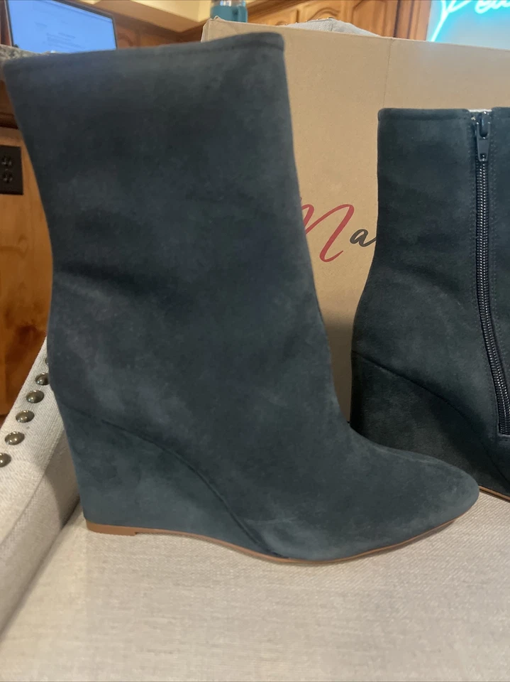NUEVO EN CAJA Botas Matisse Kaia Azul Marino Gamuza Tacón de Cuña Punta Para Mujer Talla 9M 9 Foto 3 de 4