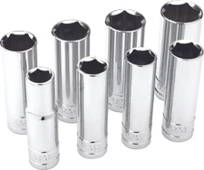 Performance Tools 8 Piece 1/2in. Drive Sae Deep Socket Set Motorcycle ATV/UTV