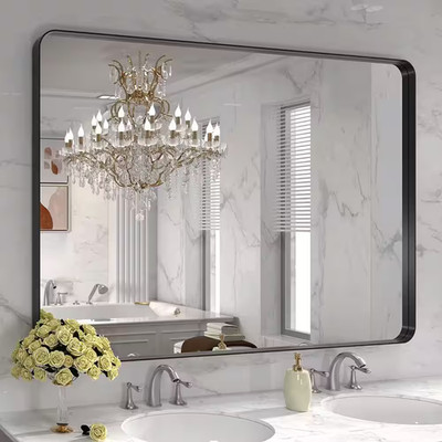 48 In. W X 36 In. H Rectangular Aluminum Framed Wall Bathroom Vanity Mirror in M
