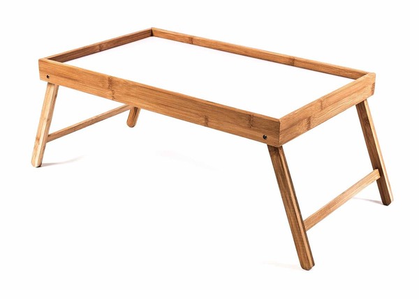 Bambus FrüHstüCkstablett Betttablett Serviertablett Bambustablett Klappbar-image