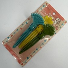 Vintage 1980 s SEKINE Sectioning Styling Hair Clips 3 Pack NOS Plastic Floral