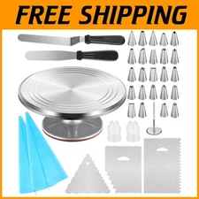 Cake Decorating Kit with Turntable and Stainless Steel Tools