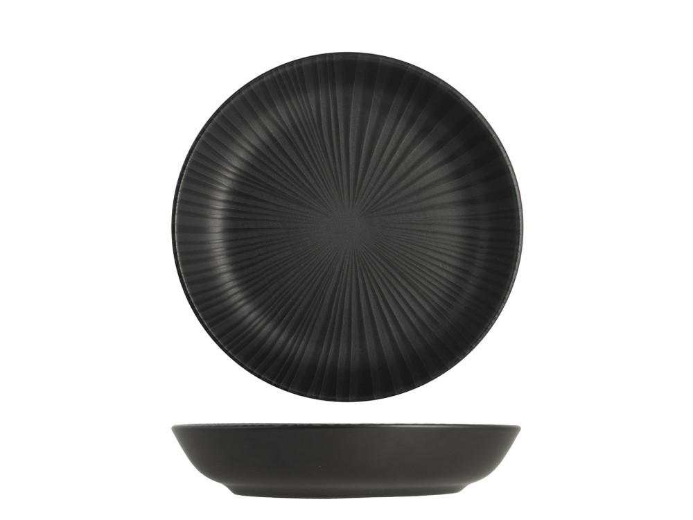 H&H 12 Deep Plates Venus in Stoneware with Matte Finish and Colorful Motif