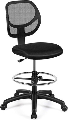 Ergonomic Height Adjustable Drafting Chair with Footrest, Black