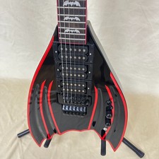Batwing Style Chitarra Elettrica Nera Striscia Rossa Mogano Pickup HHH