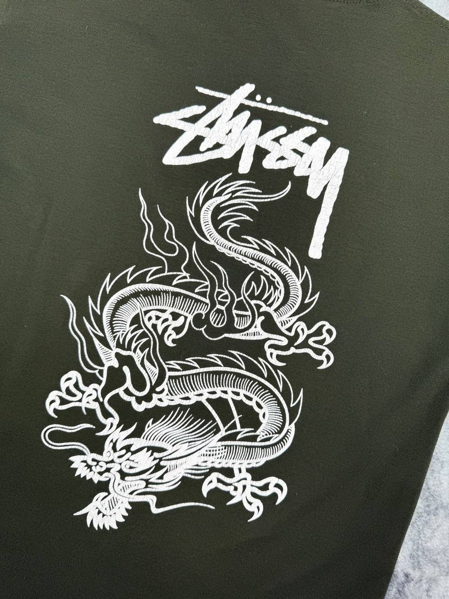 Vintage Stussy Dragon T-Shirt 90s USA Big Logo Men Size S Green | eBay