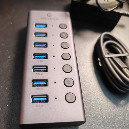USB 3.0 Hub 7 USB 3.0 Ports Plus Dedicated EU Charging PLug & USB Connector Inc - Picture 3 of 11