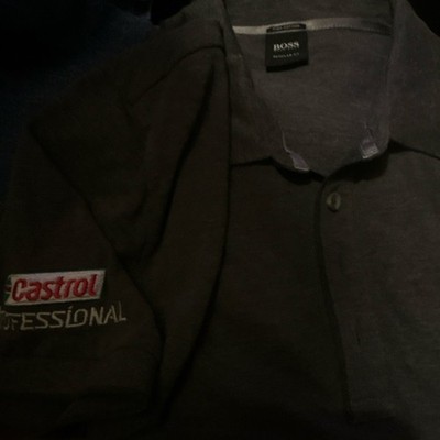 BOSS HUGO BOSS Men's Gray 2XL Short Sleeve Pima Cotton Polo Solid Logo Emb