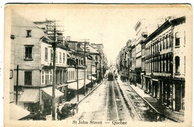 Kanada Quebec QC St. John's Street Alte Sepia Postkarte, Unbeschrieben