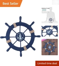 Unique 11" Handmade Wooden Ship Wheel Wall Decoration with Nautical Themes