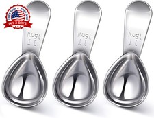 3 cucharas medidoras de caf  de acero inoxidable con mango corto