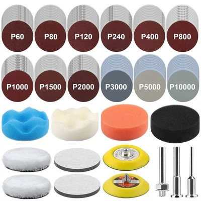 LINKSTYLE 133 PCS 3 Inch Sanding Disc Drill Polishing Kit, 60-10000 Grits Sandpaper Pads