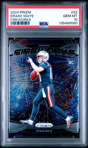 2024 Panini Prizm Drake Maye - Fireworks PSA 10 - Patriots (RC)