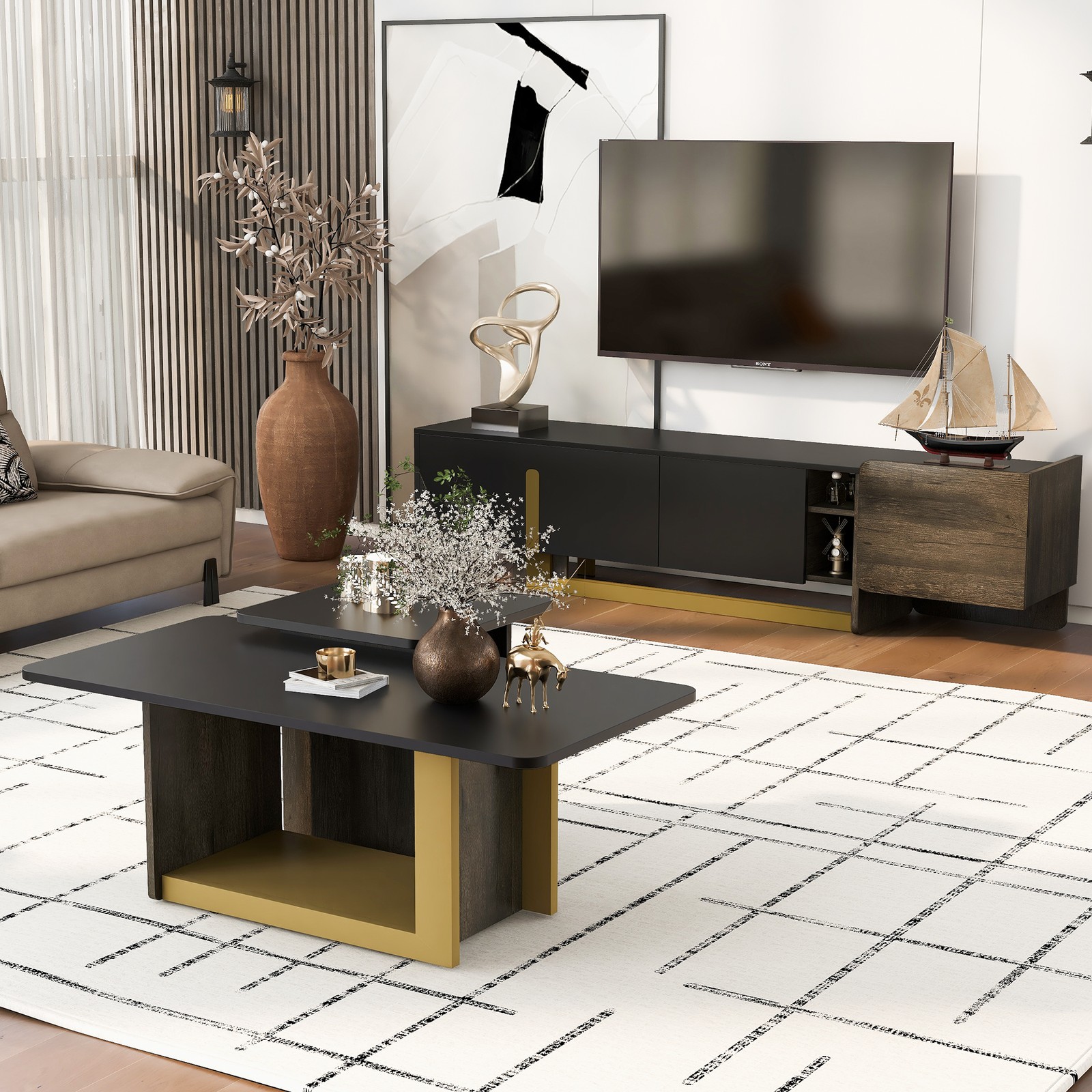 And Coffee Table Set Of 2, Modern Tv Co
