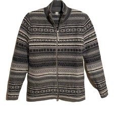 Bogner Fire and Ice Wool Nordic Fair Isle Zip Up Sweater Jacket Medium Large