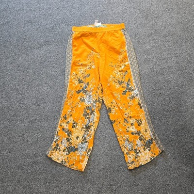 Ett Twa Pants Women Size XXS Petite Yellow Floral Wide Leg Pull On Anthro Casual
